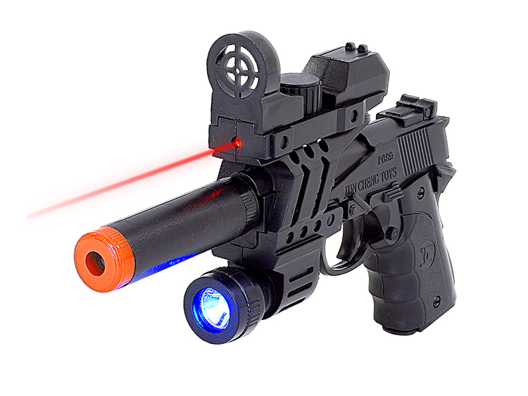 Mini-sized Spring Pistol with Laser & Flashlight