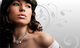 Silverado model wearing necklace with focal bead and regular side beads