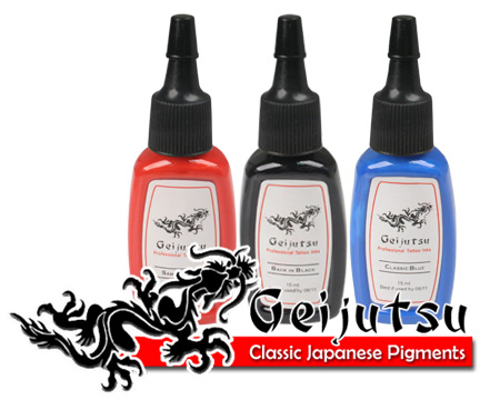 Set of 3 MOST POPULAR quality Geijutsu tattoo ink colors in .5oz size (15ml) 