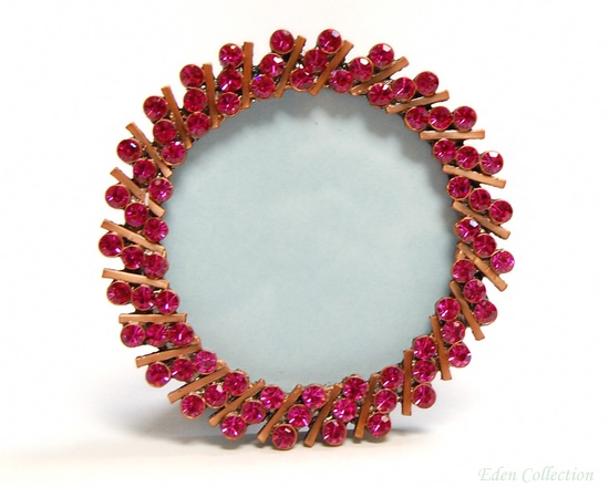 Hot Pink Sun Fuchsia Crystal Round Photo Picture Frame