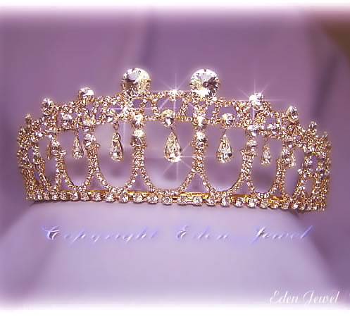 Bridal PRINCESS DIANA Tiara with SWAROVSKI CRYSTAL GOLD