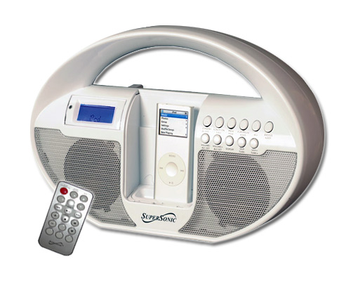 New White Digital Alarm Clock Radio w/iPod MP3 Dock NR
