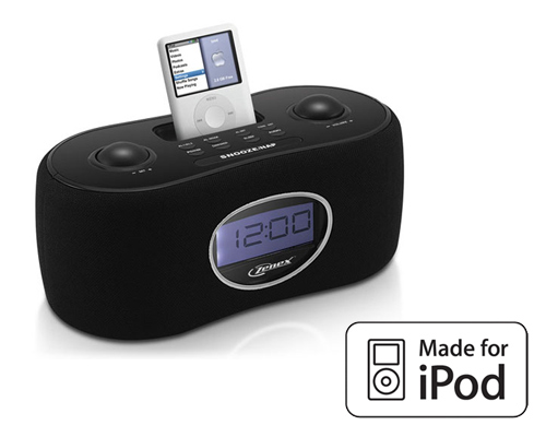 New Black Digital Alarm Clock AM FM Radio iPod/MP3 Dock