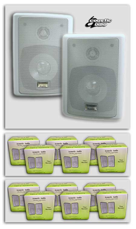 24 New Indoor Outdoor Speakers White 300 Watt Bookshelf