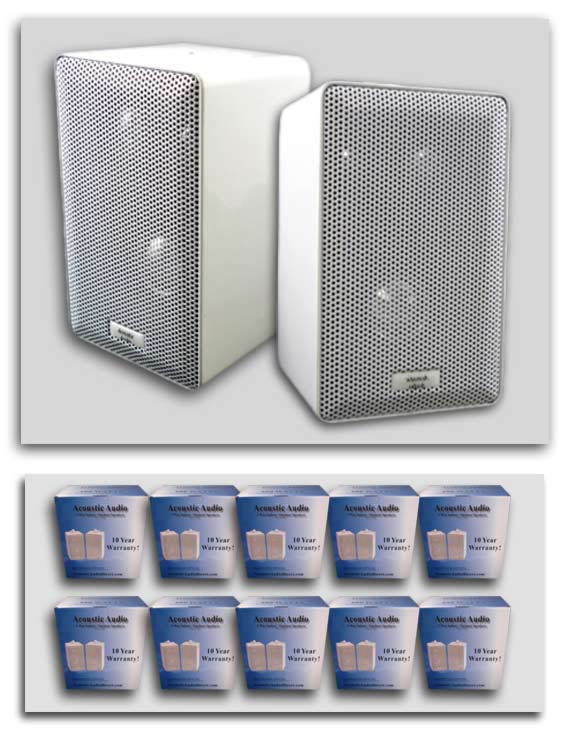 20 White Stereo Speakers New 3-Way 400 Watt Home Audio