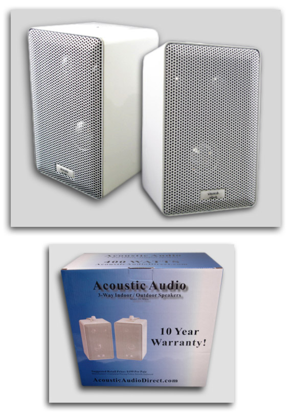 3-Way 400 Watt Stereo Speakers Pair Bookshelf White New