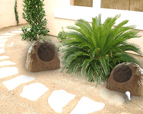 Pair New Rock Landscape Speakers Outdoor Pool Spa Boat