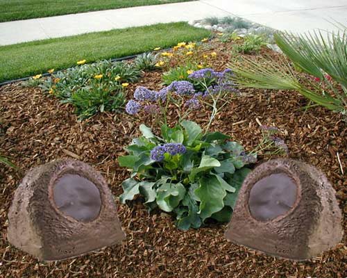 Outdoor Rock Speakers New Pair Sandstone Brown 250 Watt