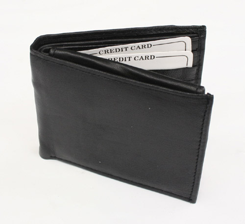NEW MENS BLACK GENUINE LEATHER BIFOLD BILL FOLD WALLET