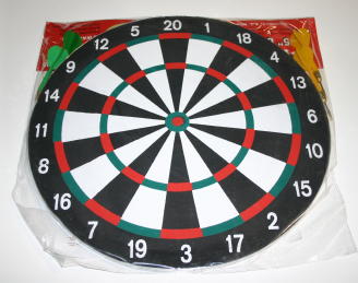 15" Dart Board w/ 4 Darts : Cricket:301:Bulls Eye