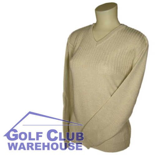 Cleveland Golf V Neck Ribbed Jumper Ivory Ladies Medium Sweater New