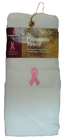 Intech Ladies Golf Cart Towel Pink Ribbon White New