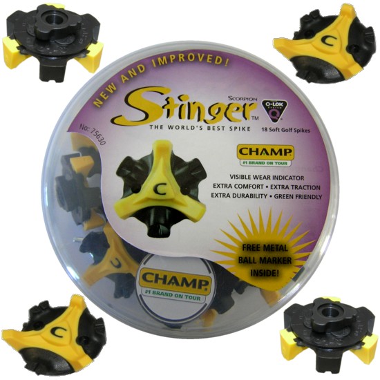 Champ Golf Shoe Spikes Stinger Q Lock Disk 20 Pack New