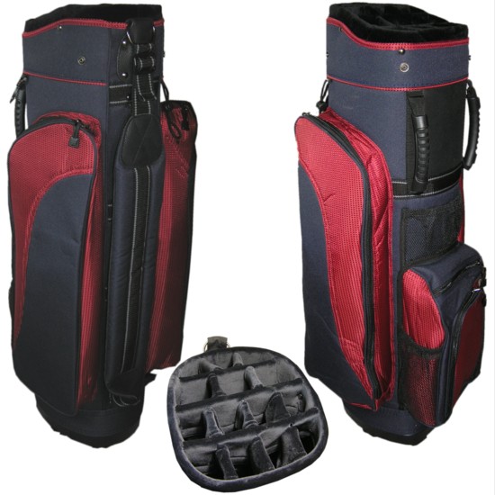 Calibre Golf Sport Cart Bag Navy Red 14 Dividers 9 New on sportingdirectory.com.au
