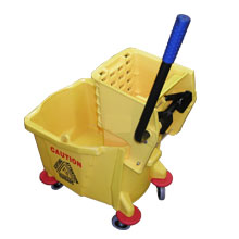 New Yellow Mop Trolley Bucket with Wringer: Cleaning