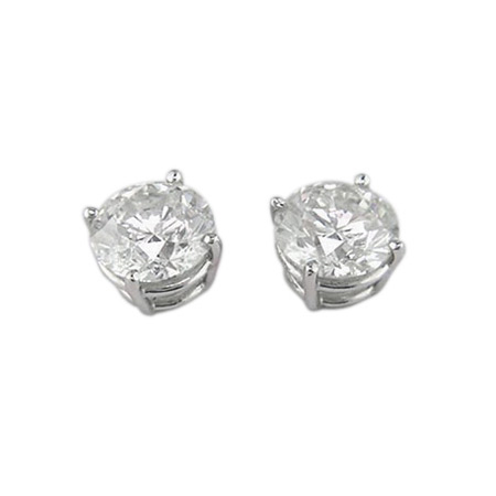 2.96 CT ROUND DIAMOND STUD EARRINGS 14K WHITE GOLD
