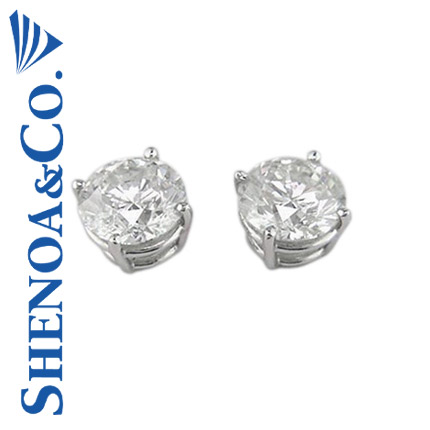 2.03 CT ROUND DIAMOND STUD EARRINGS 14K WHITE GOLD