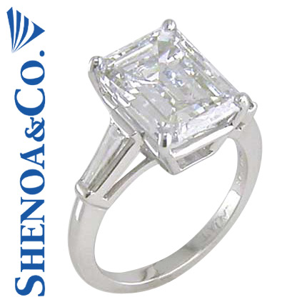 5.95 CT  EMERALD CUT DIAMOND ENGAGEMENT RING PLATINUM