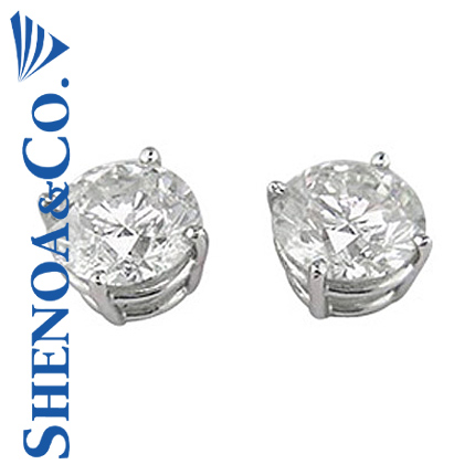 1.96 CT ROUND DIAMOND STUD EARRINGS 14K WHITE GOLD