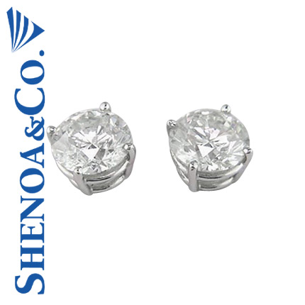 2.21 CT ROUND DIAMOND STUD EARRINGS 14K WHITE GOLD