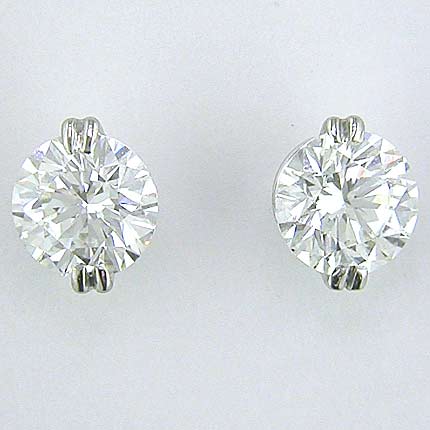 2.03 CT ROUND DIAMOND STUD EARRINGS 18K WHITE GOLD