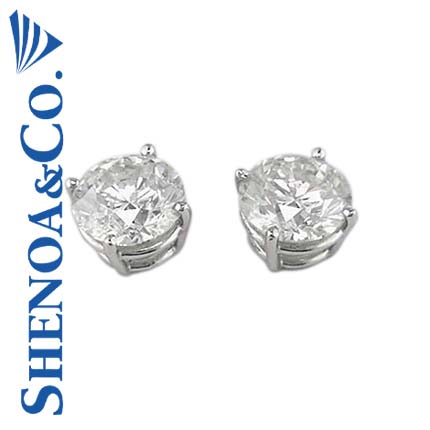 2.46 CT ROUND DIAMOND STUD EARRINGS 14K WHITE GOLD