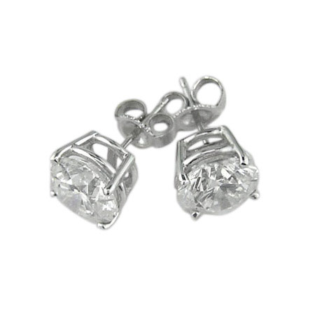 2.00 CT ROUND DIAMOND STUD EARRINGS 14K WHITE GOLD
