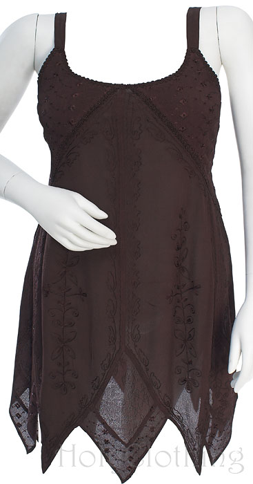 BROWN GYPSY ZigZag Hem GOTHIC CHIFFON Mini SUN DRESS from cgi.ebay.com