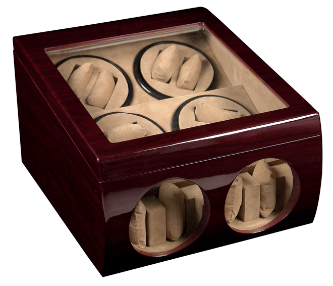 8 + 4 AUTOMATIC WATCH WINDER RED WOOD DUALCASE BOX