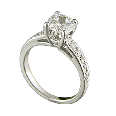 1.55 CT ROUND DIAMOND ENGAGEMENT RING 14K WHITE GOLD