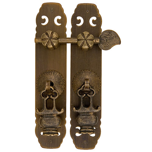 Chinese KETTLE Brass Hardware Strip Door Pulls Pair 6
