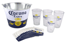 Corona Extra Bucket, Pint Glasses, and Coaster