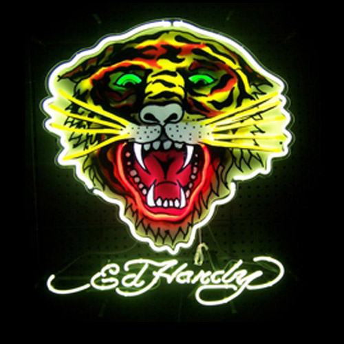 Don Ed Hardy Tiger Open Mouth Neon Light Sculpture Sign