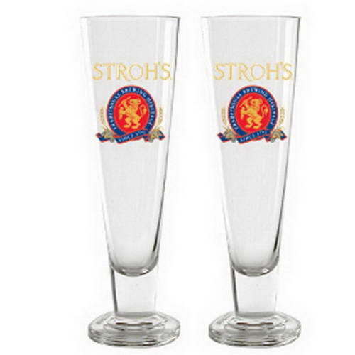 Official Licensed Beer Tall Pilsner Glass Set: Stroh's