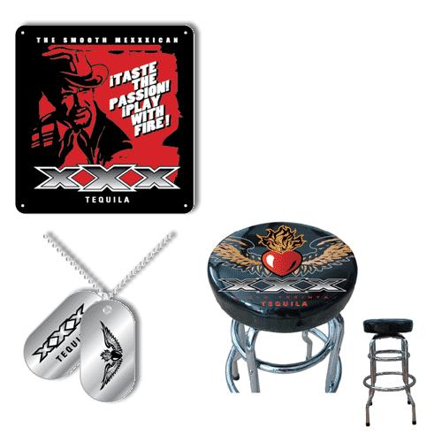 Licensed XXX Tequila Gift Set: Stool, Mirror & Necklace