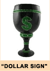 Pimp Cup Stein Black Glass w/Green "GREEN DOLLAR SIGN"