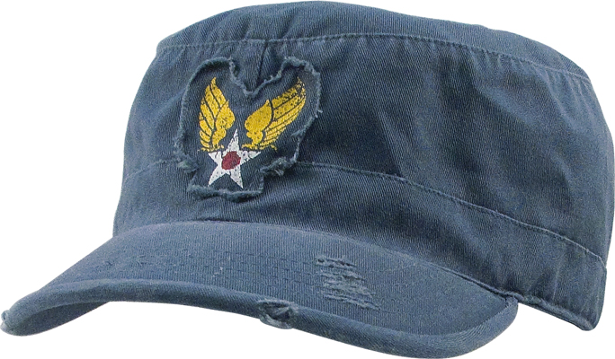 New, Vintage Repro Blue Military Printed Fatigue Cap
