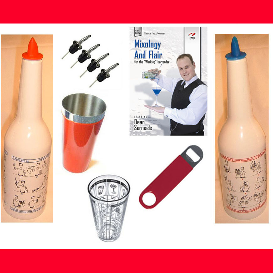 FLAIR BARTENDING KIT BARTENDER BAR GIFT Bottles, Video