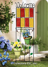 Yellow and Red Glass Welcome Trellis