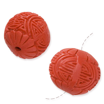 Red Cinnabar Rectangle Focal Beads 32X14mm Chinese (x2)