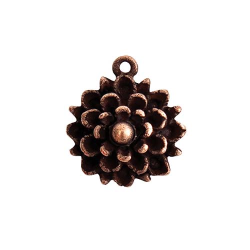 PATERA ANTIQUED COPPER PLATED MUM FLOWER CHARM 19MM (1)