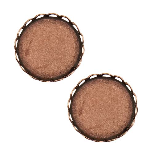 PATERA COPPER PLATED PENDANT LACE EDGE BEZEL 18MM RND/2