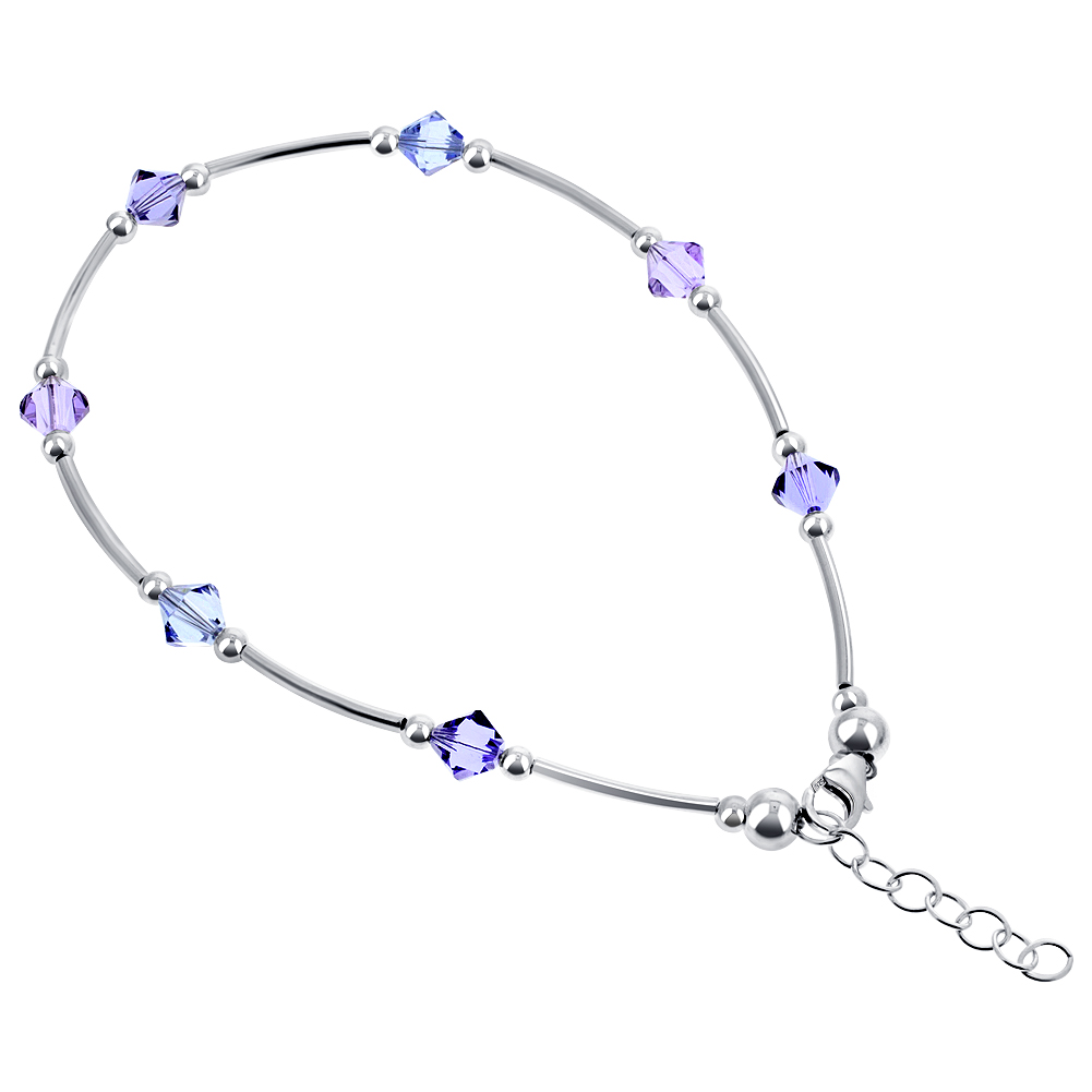 Swarovski Crystal Silver Ankle Bracelet 9" / 10" Anklet
