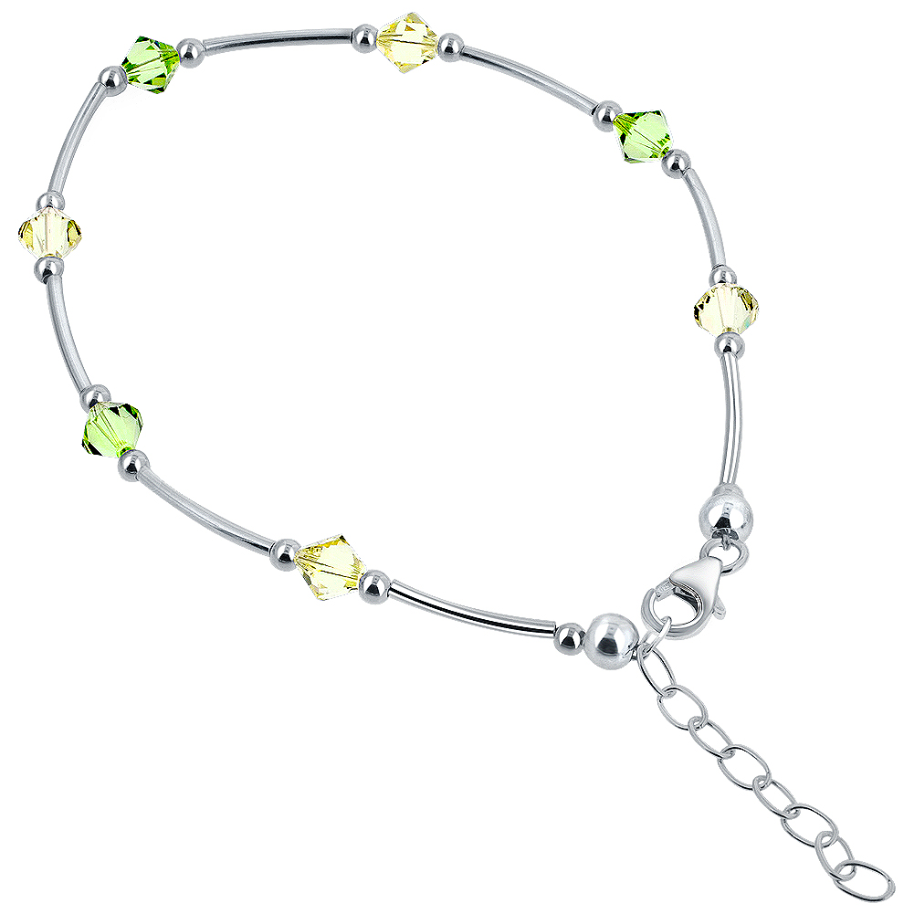 Swarovski Crystal Silver Ankle Bracelet 9" / 10" Anklet