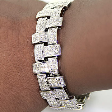 37.00ct Huge Mens Princess Diamond Bracelet **Bling**