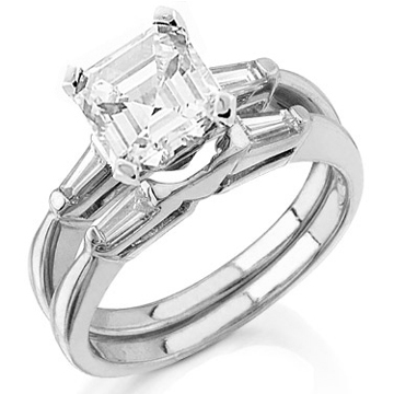 2.80ct GIA Asscher / Baguette Diamond Bridal Set G/VS1