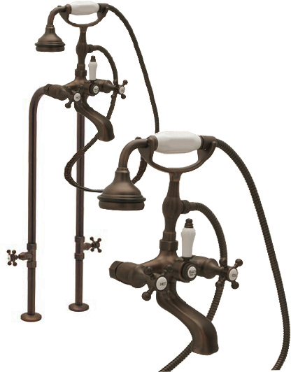 Free Standing Bronze Clawfoot Bath Tub Shower Faucet