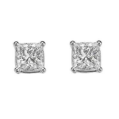 2.14ct EGL Certified Princess Diamond Studs G/VVS2