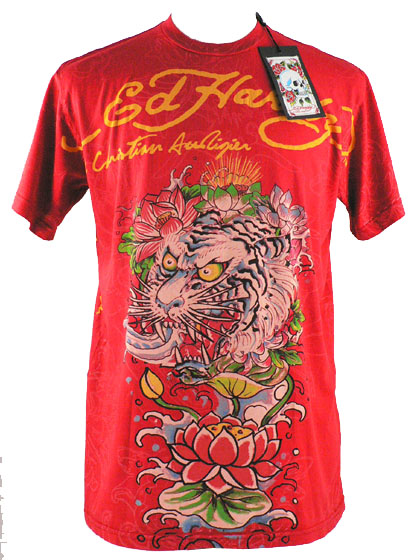New Ed Hardy White Tiger Floral Print T Tee Shirt XL