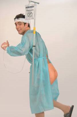 Mens Funny Costume Medical Doctor Patient Gown Outfit